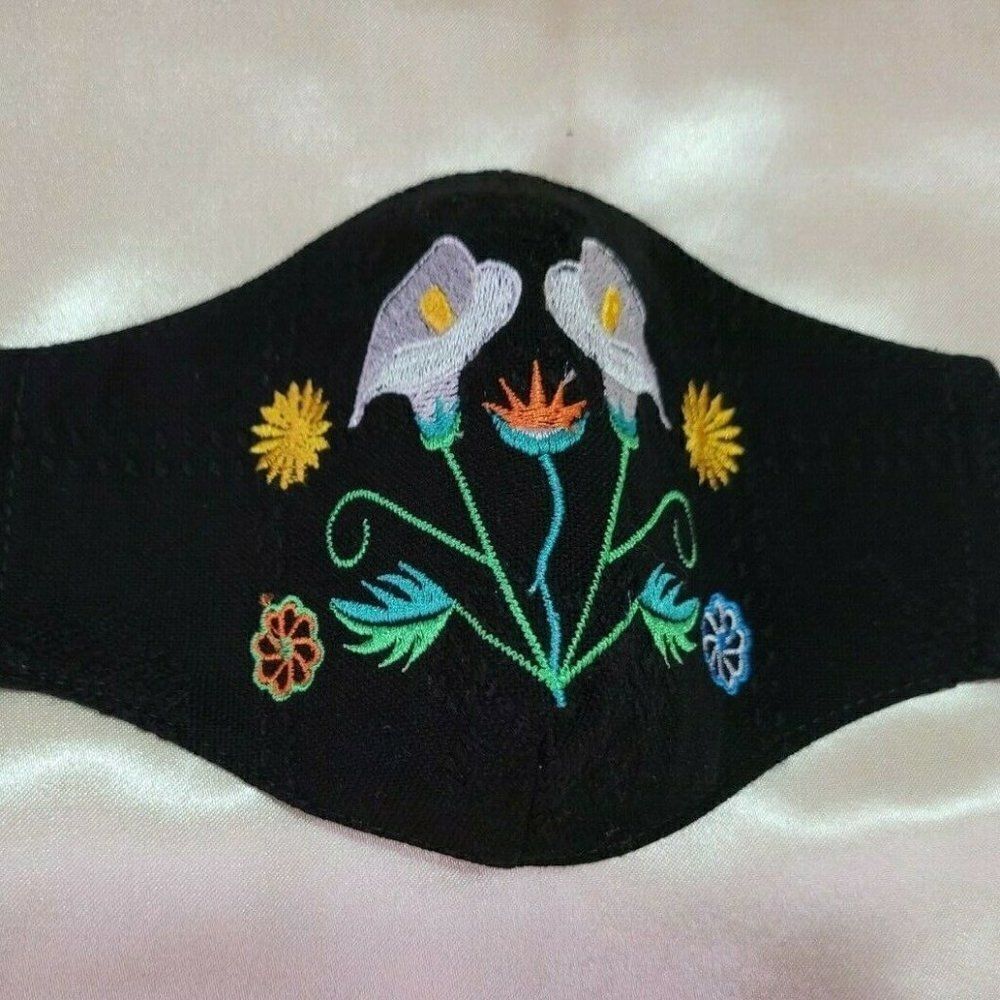 Mexican Embroidered Handmade Face Mask Cubrebocas Artesanal Triple Layer…